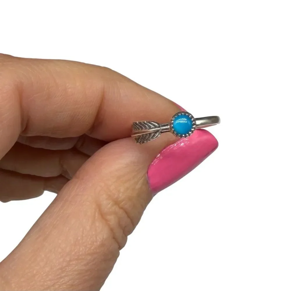 Sleeping Beauty Turquoise Ring Size 7 Solid 925 Sterling Silver Dainty